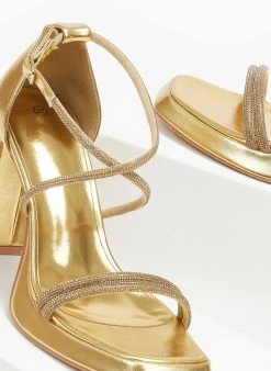 The Fashion Project Πέδιλα με στρας και φιάπα - Χρυσό -The Fashion Project κατάστημα pedila me strass kai fiapa 110557 hu1j