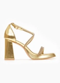 The Fashion Project Πέδιλα με στρας και φιάπα - Χρυσό