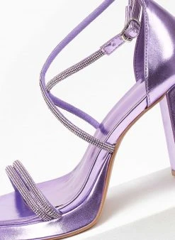 The Fashion Project Πέδιλα με στρας και φιάπα - Μωβ ανοιχτό -The Fashion Project κατάστημα pedila me strass kai fiapa 110559 7oue