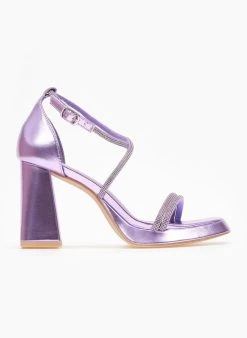 The Fashion Project Πέδιλα με στρας και φιάπα - Μωβ ανοιχτό -The Fashion Project κατάστημα pedila me strass kai fiapa 110559 rskc