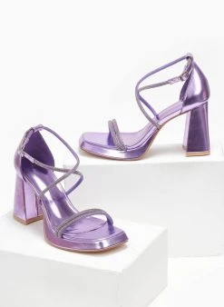 The Fashion Project Πέδιλα με στρας και φιάπα - Μωβ ανοιχτό -The Fashion Project κατάστημα pedila me strass kai fiapa 110559 yldv