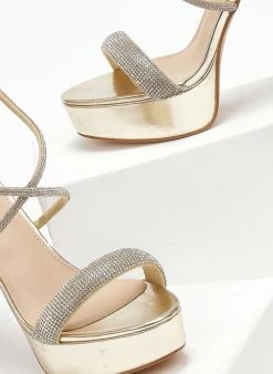 The Fashion Project Πέδιλα με στρας και φιάπα - Χρυσό -The Fashion Project κατάστημα pedila me strass kai fiapa 110581 6agx