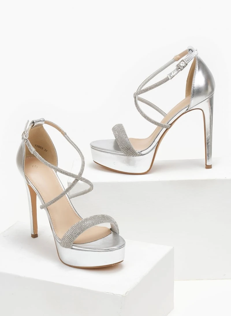 The Fashion Project Πέδιλα με στρας και φιάπα - Ασημί 3 The Fashion Project Πέδιλα με στρας και φιάπα - Ασημί - Image 3