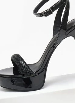 TFP Πέδιλα με στρας και μπαρέτα - Μαύρο 6 TFP Πέδιλα με στρας και μπαρέτα - Μαύρο -The Fashion Project κατάστημα pedila me strass kai mpareta 110570 2449