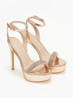 TFP Πέδιλα με στρας και μπαρέτα - Χαλκός -The Fashion Project κατάστημα pedila me strass kai mpareta 110573 ccgv