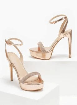 TFP Πέδιλα με στρας και μπαρέτα - Χαλκός -The Fashion Project κατάστημα pedila me strass kai mpareta 110573 np8l