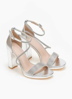 The Fashion Project Πέδιλα με στρας και μπαρέτα - Ασημί -The Fashion Project κατάστημα pedila me strass kai mpareta 110729 czgr