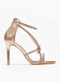 The Fashion Project Πέδιλα με στρας και μπαρέτα - Χαλκός