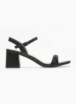 The Fashion Project Πέδιλα με στρας σε καρέ γραμμή - Μαύρο