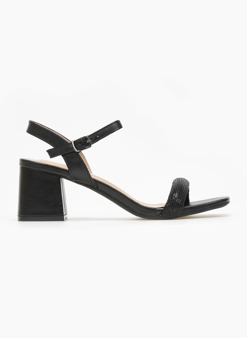 The Fashion Project Πέδιλα με στρας σε καρέ γραμμή - Μαύρο 1 The Fashion Project Πέδιλα με στρας σε καρέ γραμμή - Μαύρο