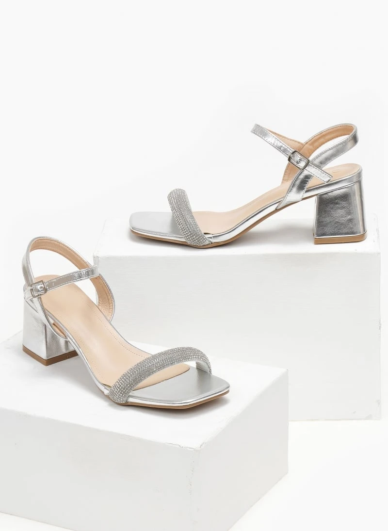 The Fashion Project Πέδιλα με στρας σε καρέ γραμμή - Ασημί 2 The Fashion Project Πέδιλα με στρας σε καρέ γραμμή - Ασημί - Image 2