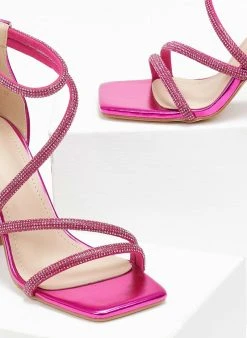 The Fashion Project Πέδιλα με στρας Mettalic - Φούξια -The Fashion Project κατάστημα pedila me strass se metallikes apoxrwseis 110757 2ome