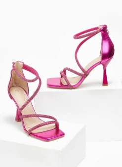 The Fashion Project Πέδιλα με στρας Mettalic - Φούξια -The Fashion Project κατάστημα pedila me strass se metallikes apoxrwseis 110757 3oyk