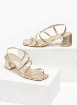 The Fashion Project Πέδιλα με χαμηλό τακούνι και Print - Χρυσό -The Fashion Project κατάστημα pedila me xamilo takouni kai print 111050 0752