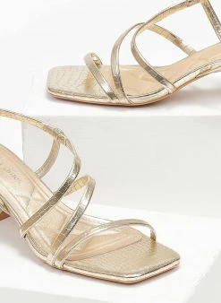 The Fashion Project Πέδιλα με χαμηλό τακούνι και Print - Χρυσό -The Fashion Project κατάστημα pedila me xamilo takouni kai print 111050 4p03