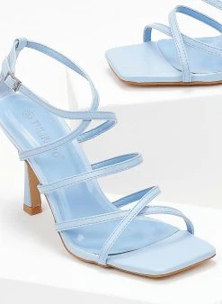 The Fashion Project Πέδιλα με μπαρέτα και χιαστί δέσιμο - Γαλάζιο -The Fashion Project κατάστημα pedila me xiasti desimo 103826 hp6d