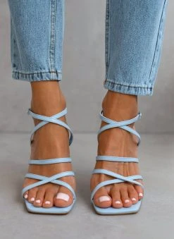 The Fashion Project Πέδιλα με μπαρέτα και χιαστί δέσιμο - Γαλάζιο -The Fashion Project κατάστημα pedila me xiasti desimo 103826 ilbj