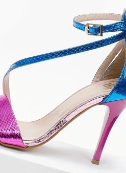 Πέδιλα με μπαρέτα και διχρωμία Tfp - Ροζ -The Fashion Project κατάστημα pedila metallize me pattern fidi 105311 9l8t