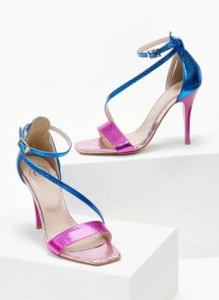 Πέδιλα με μπαρέτα και διχρωμία Tfp - Ροζ -The Fashion Project κατάστημα pedila metallize me pattern fidi 105311 k16x