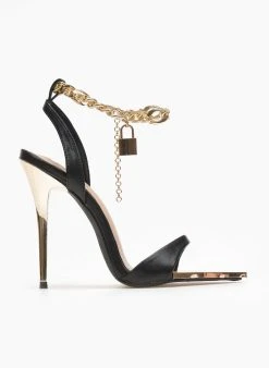 The Fashion Project Πέδιλα με μπαρέτα αλυσίδα - Μαύρο
