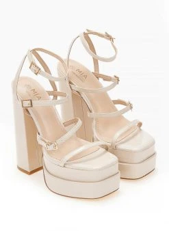 The Fashion Project Πέδιλα Platform λουστρίνι με λεπτά λουράκια - Μπεζ -The Fashion Project κατάστημα pedila platform loustrini me lepta lourakia 103913 zifj