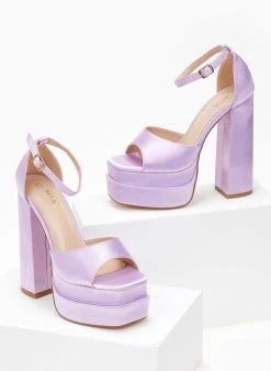 The Fashion Project Πέδιλα Platform με κλειστή φτέρνα - Λιλά -The Fashion Project κατάστημα pedila platform me kleisti fterna 103909 r90i