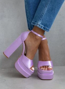 The Fashion Project Πέδιλα Platform με κλειστή φτέρνα - Λιλά