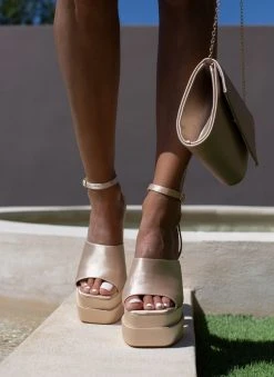 The Fashion Project Πέδιλα με φιάπα υφασμάτινα - Μπεζ -The Fashion Project κατάστημα pedila platform saten me fardia fasa 103892 aowt