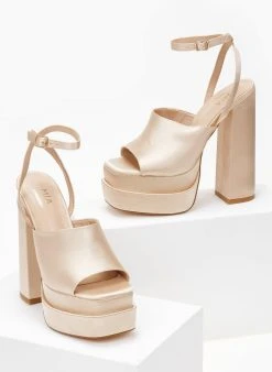 The Fashion Project Πέδιλα με φιάπα υφασμάτινα - Μπεζ -The Fashion Project κατάστημα pedila platform saten me fardia fasa 103892 gm1z