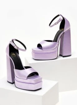 Πέδιλα με φιάπα υφασμάτινα Tfp - Λιλά -The Fashion Project κατάστημα pedila platform saten tfp me mpareta 104445 724x