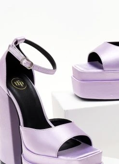 Πέδιλα με φιάπα υφασμάτινα Tfp - Λιλά -The Fashion Project κατάστημα pedila platform saten tfp me mpareta 104445 okzo