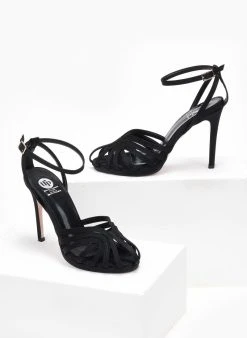 Πέδιλα με μπαρέτα υφασμάτινα ρετρό Tfp - Μαύρο -The Fashion Project κατάστημα pedila retro saten me mpareta tfp 108631 4rai