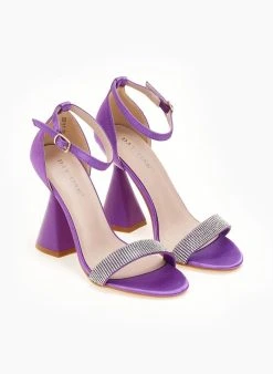 The Fashion Project Πέδιλα με μπαρέτα και στρας - Μωβ 12 The Fashion Project Πέδιλα με μπαρέτα και στρας - Μωβ -The Fashion Project κατάστημα pedila saten me idiaitero takouni 107242 eg1l