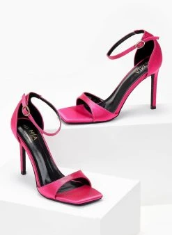 The Fashion Project Πέδιλα με μπαρέτα υφασμάτινα - Φούξια -The Fashion Project κατάστημα pedila saten me mpareta 103898 wrkk