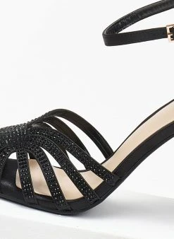 The Fashion Project Πέδιλα με μπαρέτα υφασμάτινα - Μαύρο -The Fashion Project κατάστημα pedila saten me mpareta 110600 0u8p