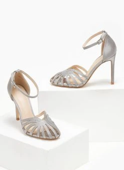 The Fashion Project Πέδιλα με μπαρέτα υφασμάτινα - Ασημί -The Fashion Project κατάστημα pedila saten me mpareta 110602 ky7k