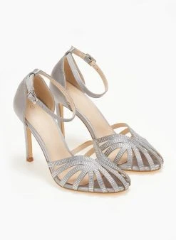 The Fashion Project Πέδιλα με μπαρέτα υφασμάτινα - Ασημί -The Fashion Project κατάστημα pedila saten me mpareta 110602 r4w4