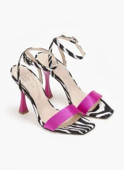 Πέδιλα με μπαρέτα και Print Tfp - Φούξια -The Fashion Project κατάστημα pedila saten me mpareta kai print tfp 110923 bd3p