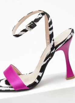 Πέδιλα με μπαρέτα και Print Tfp - Φούξια -The Fashion Project κατάστημα pedila saten me mpareta kai print tfp 110923 hh39