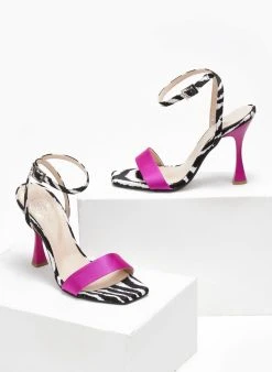 Πέδιλα με μπαρέτα και Print Tfp - Φούξια -The Fashion Project κατάστημα pedila saten me mpareta kai print tfp 110923 ipxd