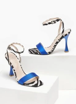 Πέδιλα με μπαρέτα και Print Tfp - Μπλε -The Fashion Project κατάστημα pedila saten me mpareta kai print tfp 110924 mze2