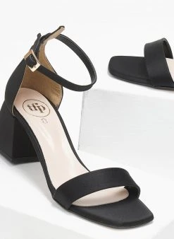 Πέδιλα με μπαρέτα σατέν Tfp - Μαύρο -The Fashion Project κατάστημα pedila saten me mpareta tfp 110892 m7wl