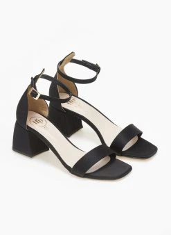 Πέδιλα με μπαρέτα σατέν Tfp - Μαύρο -The Fashion Project κατάστημα pedila saten me mpareta tfp 110892 xe3s