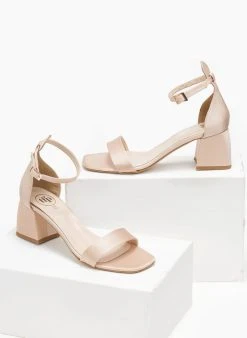 Πέδιλα με μπαρέτα σατέν Tfp - Nude -The Fashion Project κατάστημα pedila saten me mpareta tfp 110893 mvuw