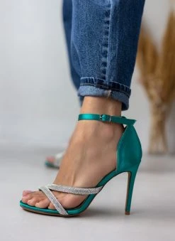 The Fashion Project Πέδιλα με στρας σατέν - Πράσινο