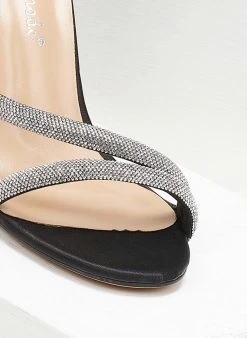 The Fashion Project Πέδιλα με στρας σατέν - Μαύρο -The Fashion Project κατάστημα pedila saten me strass 110669 o0gy