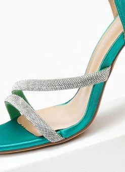 The Fashion Project Πέδιλα με στρας σατέν - Πράσινο -The Fashion Project κατάστημα pedila saten me strass 110670 ze2b