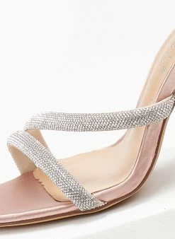 The Fashion Project Πέδιλα με στρας σατέν - Σομόν -The Fashion Project κατάστημα pedila saten me strass 110671 rfh7