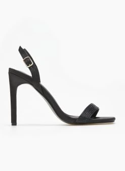 The Fashion Project Πέδιλα με στρας σατέν - Μαύρο