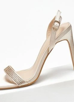 The Fashion Project Πέδιλα με στρας σατέν - Μπεζ -The Fashion Project κατάστημα pedila saten me strass 110832 hjga